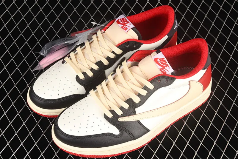 All categories Air Jordan Jordan series basketball shoes Air Jordan 1 Low Travis Scott x Air Jordan 1 Low AJ1 Joe 1 black and white red inverted low-top cultural sneakers DM7866-140
